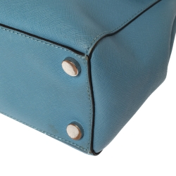 Pre Owned Michael Kors Blue Leather Medium Ava Top Handle Bag