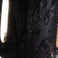 Pre Owned MICHAEL Michael Kors Black Patent Python Embossed Leather Berkley Clutch