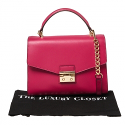 Pre Owned Michael Kors Pink Leather Sloan Top Handle Bag