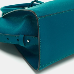 Pre Owned Michael Kors Blue Leather Small Avril Top Zip Satchel