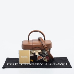 Pre Owned Michael Kors Brown Signature Coated Canvas and Leather Aspen Trunk Bag