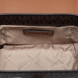 Pre Owned Michael Kors Brown Signature Coated Canvas and Leather Aspen Trunk Bag