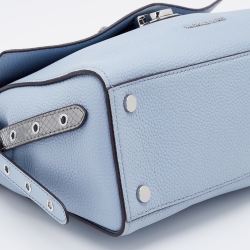 Pre Owned Michael Kors Pale Blue Leather Bristol Medium Top Handle Bag