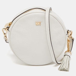 Michael Kors Delaney Small White Leather Canteen Crossbody Circle Bag  eBay