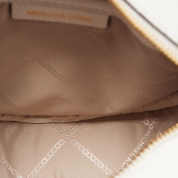 Pre Owned Michael Kors White Leather Round Crossbody Bag