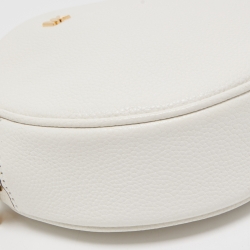 Pre Owned Michael Kors White Leather Round Crossbody Bag