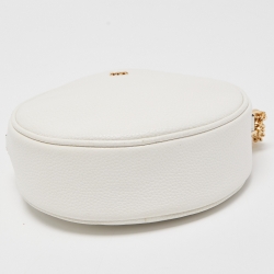 Pre Owned Michael Kors White Leather Round Crossbody Bag
