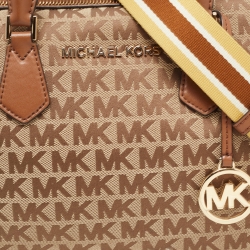Pre Owned  Michael Kors Brown Signature  Canvas and Leather Duffle Satchel