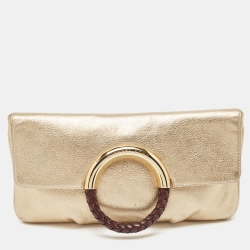 Clutches Michael Kors - Mott MK logo gold leather clutch - 30S8MOXC7K740