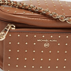Pre Owned Michael Kors Tan Studded Leather Belt Bag