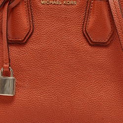 Pre Owned Michael Kors Orange Leather Small Mercer Tote
