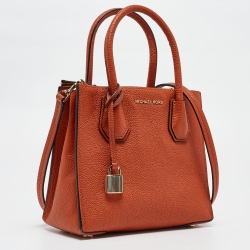 Pre Owned Michael Kors Orange Leather Small Mercer Tote