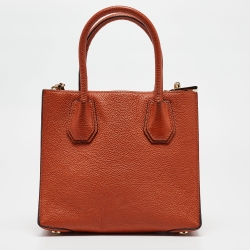 Pre Owned Michael Kors Orange Leather Small Mercer Tote