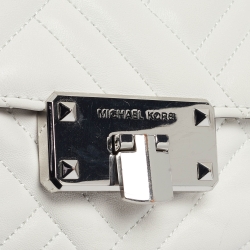 Pre Owned Michael Kors White Quilted Leather Peyton Shoulder Bag