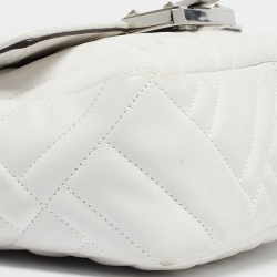 Pre Owned Michael Kors White Quilted Leather Peyton Shoulder Bag