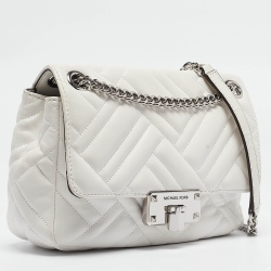 Pre Owned Michael Kors White Quilted Leather Peyton Shoulder Bag