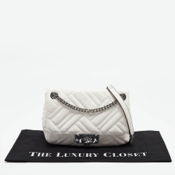 Pre Owned Michael Kors White Quilted Leather Peyton Shoulder Bag