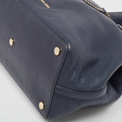 Pre Owned Michael Kors Navy Blue Leather Brooklyn Shoulder Bag