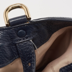 Pre Owned Michael Kors Navy Blue Leather Brooklyn Shoulder Bag