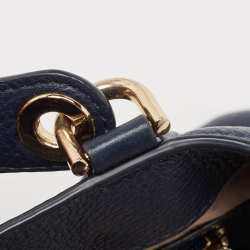 Pre Owned Michael Kors Navy Blue Leather Brooklyn Shoulder Bag