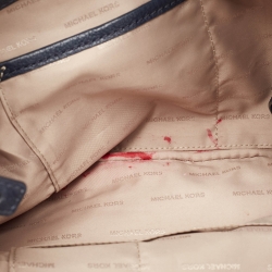 Pre Owned Michael Kors Navy Blue Leather Brooklyn Shoulder Bag