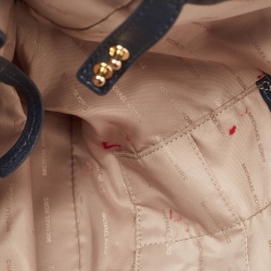 Pre Owned Michael Kors Navy Blue Leather Brooklyn Shoulder Bag