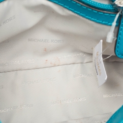 Pre Owned Michael Kors Turquoise Blue Leather Extra Small Ava Top Handle Bag