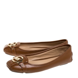 Pre Owned Michael Kors Brown Leather Ballet Flats Size 39