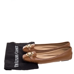 Pre Owned Michael Kors Brown Leather Ballet Flats Size 39