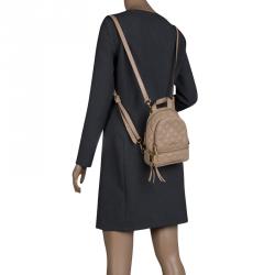 Pre Owned Michael Kors Beige Leather Mini Rhea Backpack