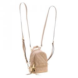 Pre Owned Michael Kors Beige Leather Mini Rhea Backpack