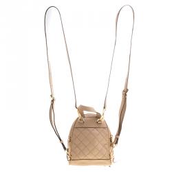Pre Owned Michael Kors Beige Leather Mini Rhea Backpack