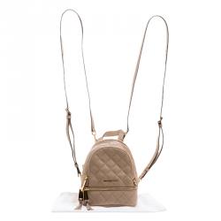 Pre Owned Michael Kors Beige Leather Mini Rhea Backpack