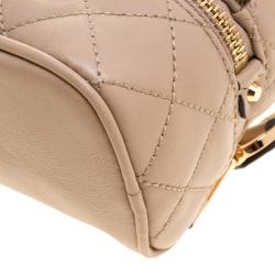 Pre Owned Michael Kors Beige Leather Mini Rhea Backpack