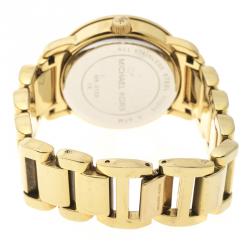 Pre Owned ساعة يد نسائية مايكل كورس MK3 158 ستانلس ستيل مطلي ذهب 34 مم