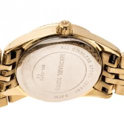 Pre Owned Michael Kors White Dial Yellow Gold Plated Steel Lexington MK3269 Women's Wristwatch 26 mm