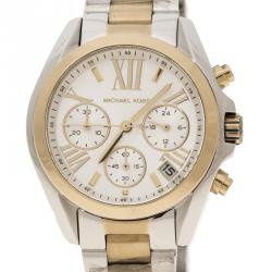 Pre Owned ساعة يد نسائية مايكل كروس MK5974 برادشو ستانلس ستيل لونين بيضاء فضية 37 مم