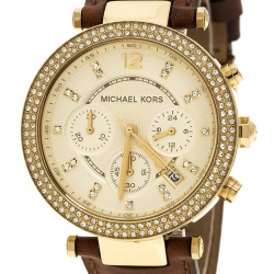 Pre Owned Michael Kors Gold Tone Parker Chronograph MK2249 Women's Wristwatch 39 mm