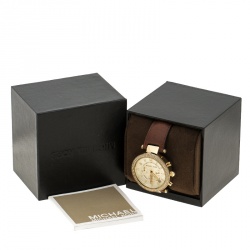 Pre Owned Michael Kors Gold Tone Parker Chronograph MK2249 Women's Wristwatch 39 mm