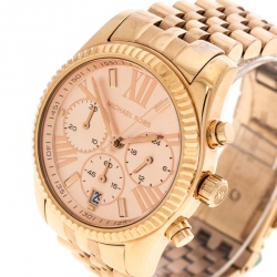 مملوكة مسبقًا Michael Kors Rose Gold Plated Steel Lexington MK5569 Women's Wristwatch 38 mm