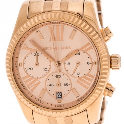 مملوكة مسبقًا Michael Kors Rose Gold Plated Steel Lexington MK5569 Women's Wristwatch 38 mm