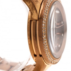 Pre Owned Michael Kors Brown Mother of Pearl Rose Gold Plated Steel Runway MK5494 Women's Wristwatch 39 mm