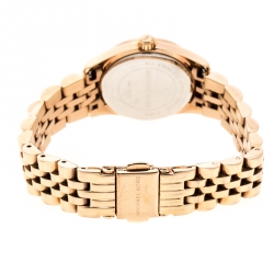 Pre Owned Michael Kors Purple Rose Gold Plated MK3273 Petite Lexington Women's Wristwatch 26 mm