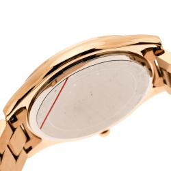 Pre Owned Michael Kors Blue Mother of Pearl Gold Plated Stainless Steel Slim Runway MK3492 Women's Wristwatch 41 mm