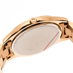 Pre Owned Michael Kors Blue Mother of Pearl Gold Plated Stainless Steel Slim Runway MK3492 Women's Wristwatch 41 mm