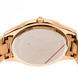 Pre Owned Michael Kors Blue Mother of Pearl Gold Plated Stainless Steel Slim Runway MK3492 Women's Wristwatch 41 mm