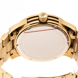 Pre Owned Michael Kors Pave Crystal Gold Tone Stainless Steel Runway MK5706 Women's Wristwatch 45 mm