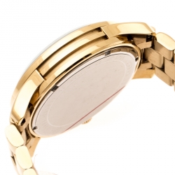 Pre Owned Michael Kors Pave Crystal Gold Tone Stainless Steel Runway MK5706 Women's Wristwatch 45 mm