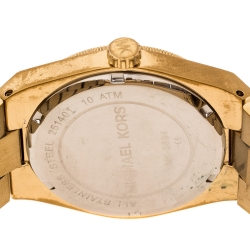 Pre Owned Michael Kors Turquoise Yellow Gold Plated Stainless Steel Channing MK5894 Women's Wristwatch 38 mm