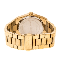 Pre Owned Michael Kors Turquoise Yellow Gold Plated Stainless Steel Channing MK5894 Women's Wristwatch 38 mm